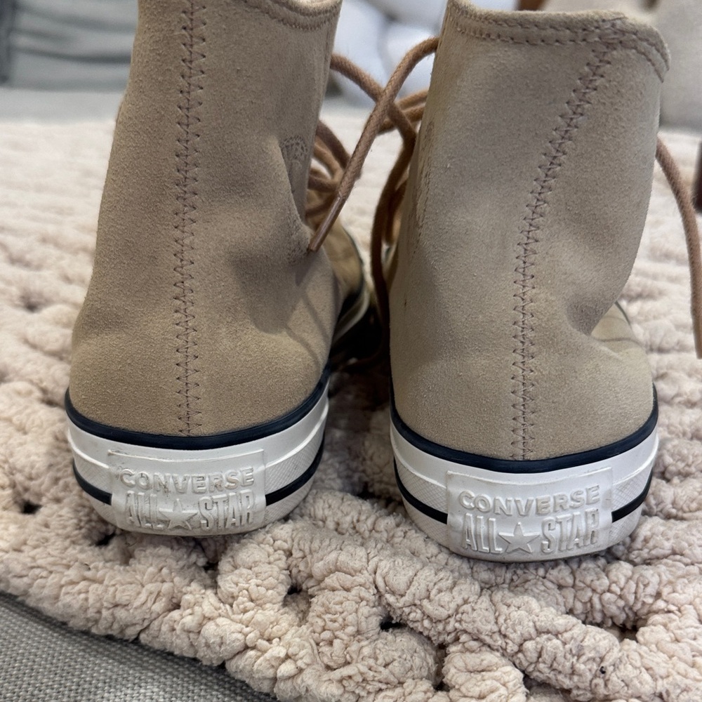 Women's High-Top Canvas Sneakers in Tan - Picture 3 of 6